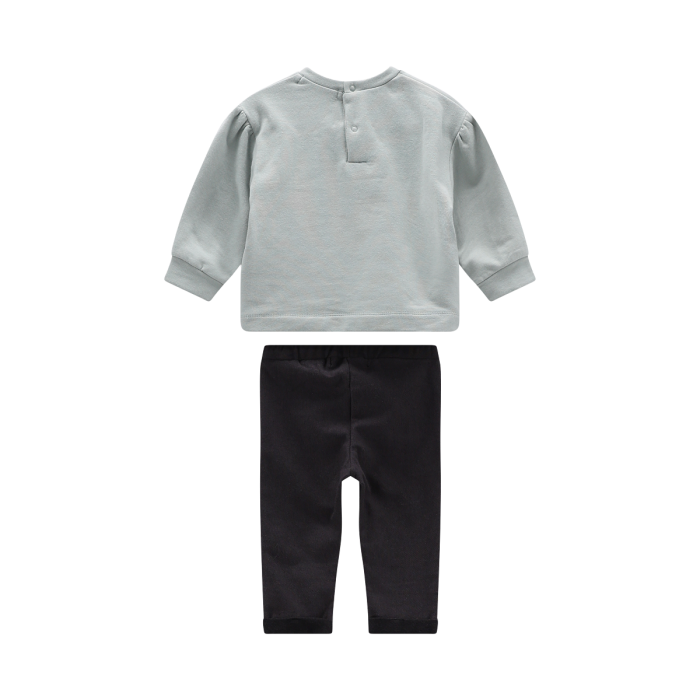 Completo in felpa stretch e finta gabardina neonata