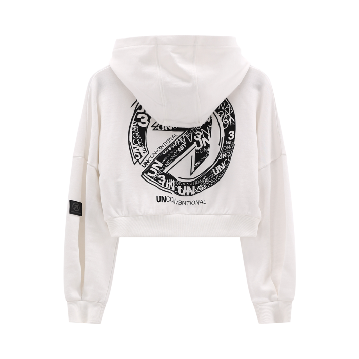 Felpa cropped full-zip con cappuccio ragazza