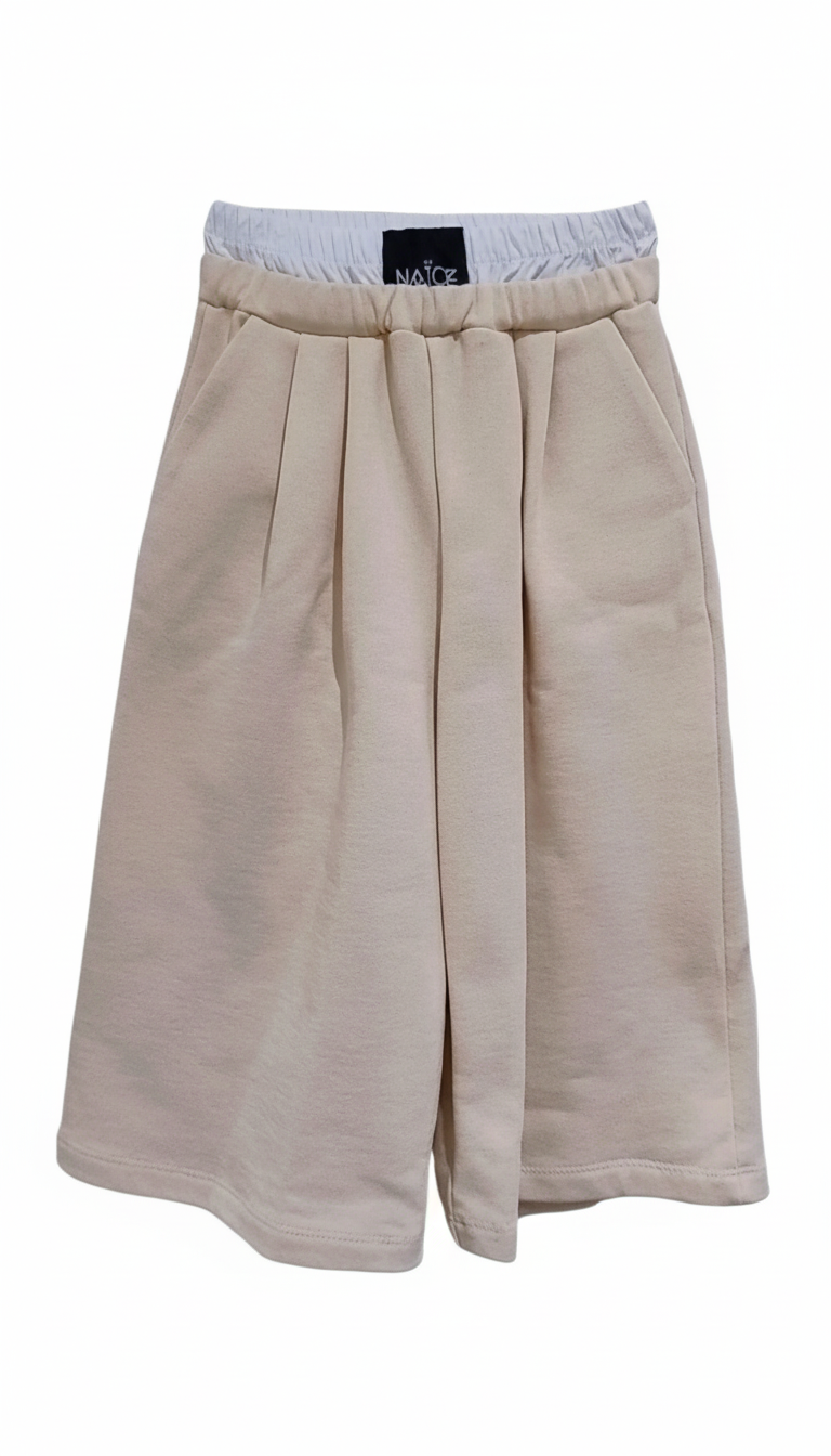 Naice pantapalazzo in felpa in cotone con elastico in vita a contrasto bambina