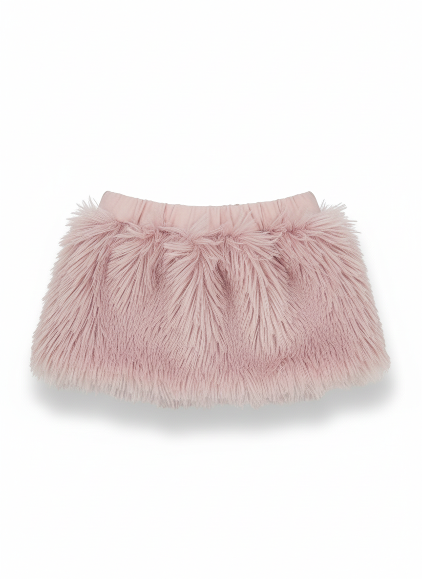 Nalú Gonna Baby Effetto Shaggy – Pelliccia Rosa Morbida con Vita Elasticizzata