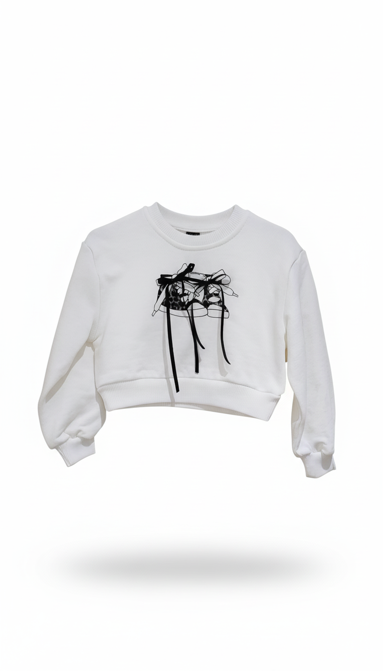 Naice felpa cropped wild bianca con applicazione sul fronte