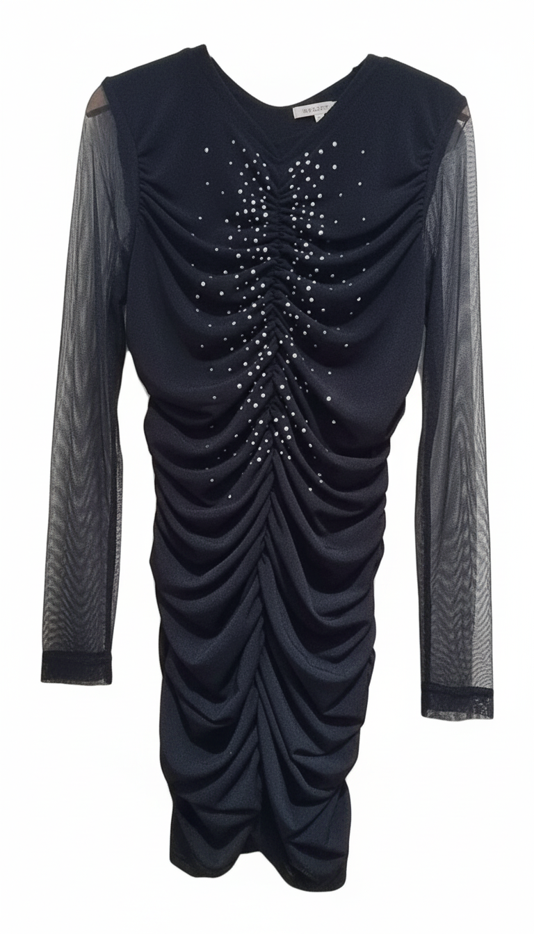 Naice abito in lycra drappeggiato nero ragazza