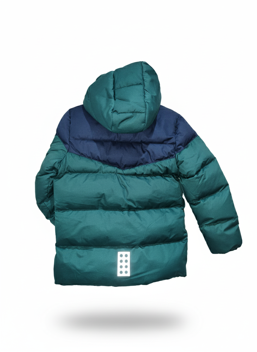 Lego piumino termico idrorepellente con cappuccio staccabile e manica antivento bambino