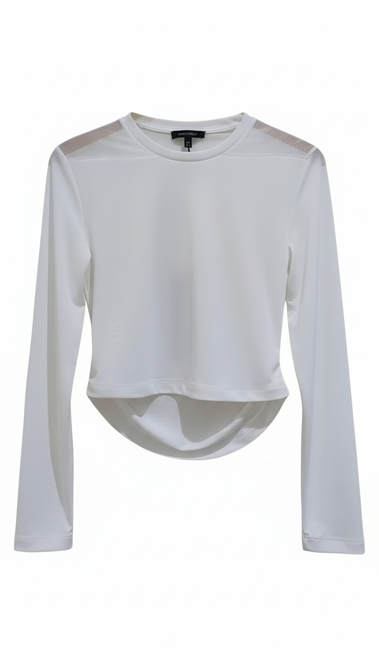 Naice maglia cropped in lycra bianco ragazza