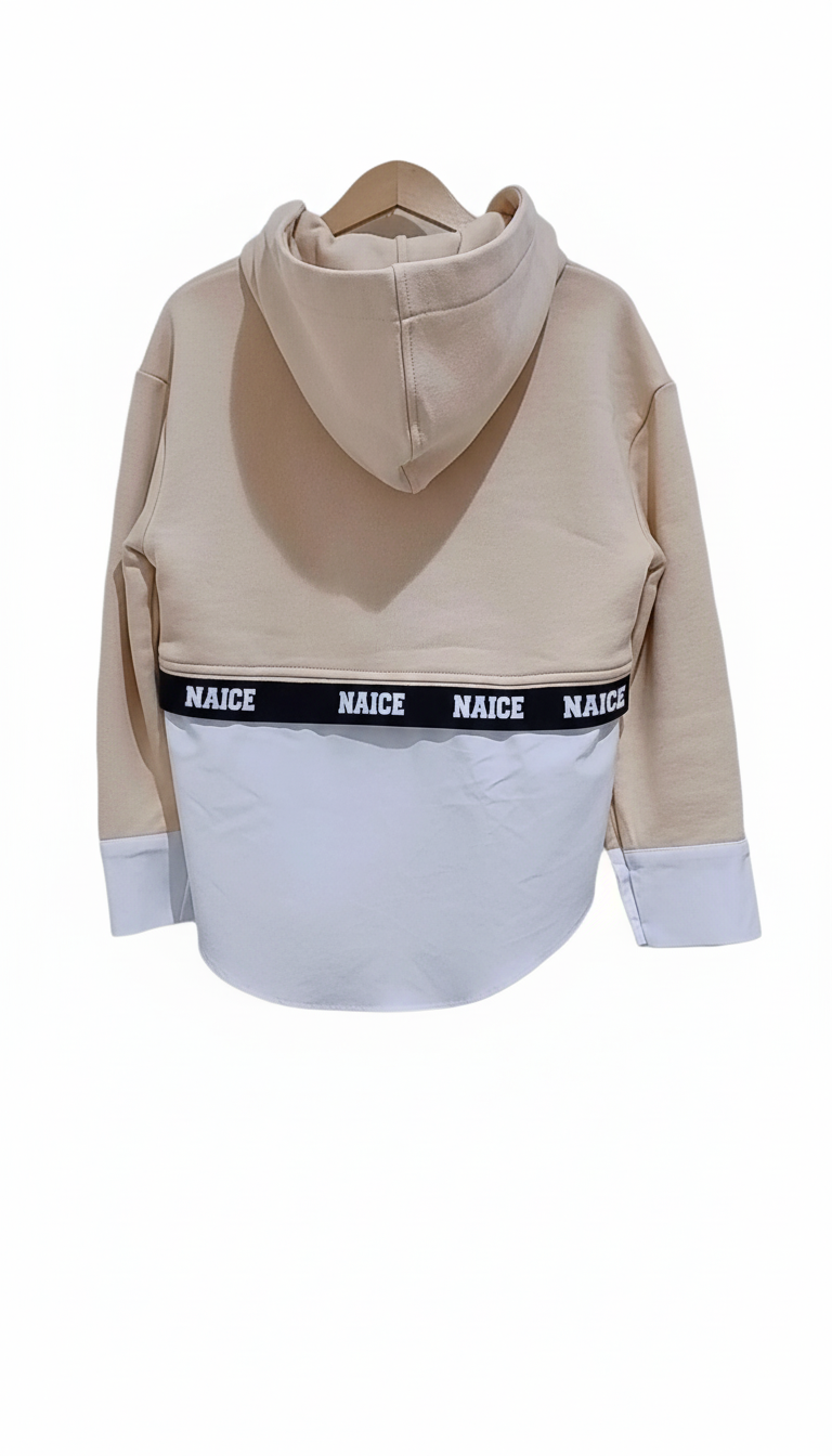 Naice felpa garzata con finta camicia e cappuccio ragazza