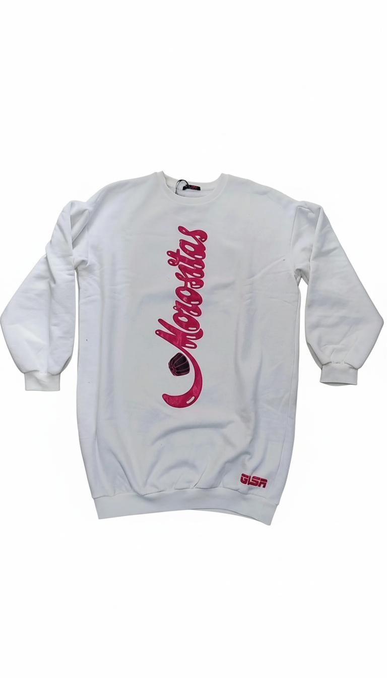 GLSR MOROSITAS capsule edition maxi pull in felpa con stampa a rilievo