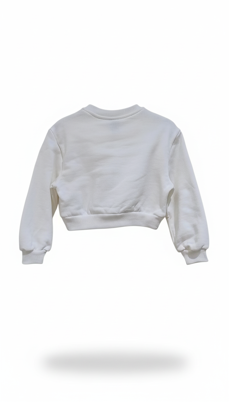Naice felpa cropped wild bianca con applicazione sul fronte