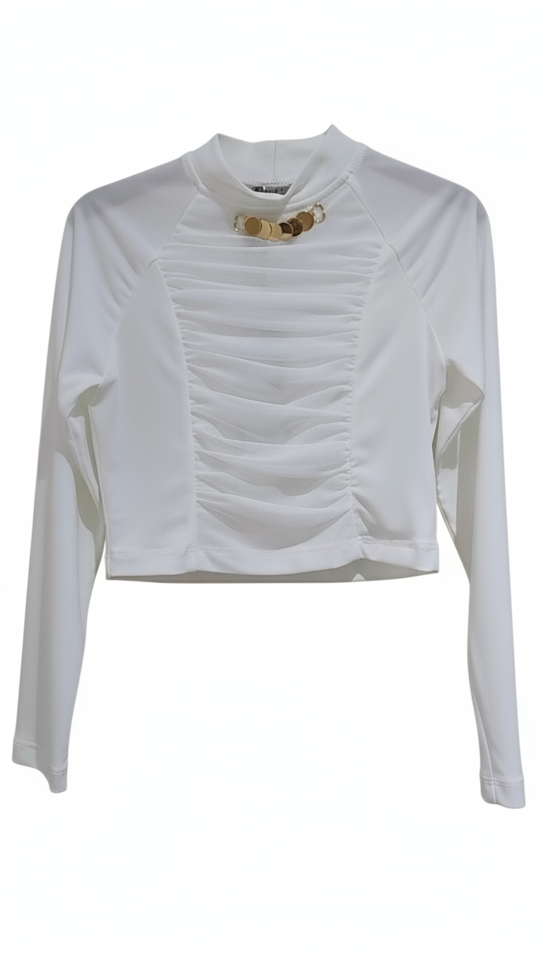 Naice cropped mezzo collo in lycra con applicazione ragazza