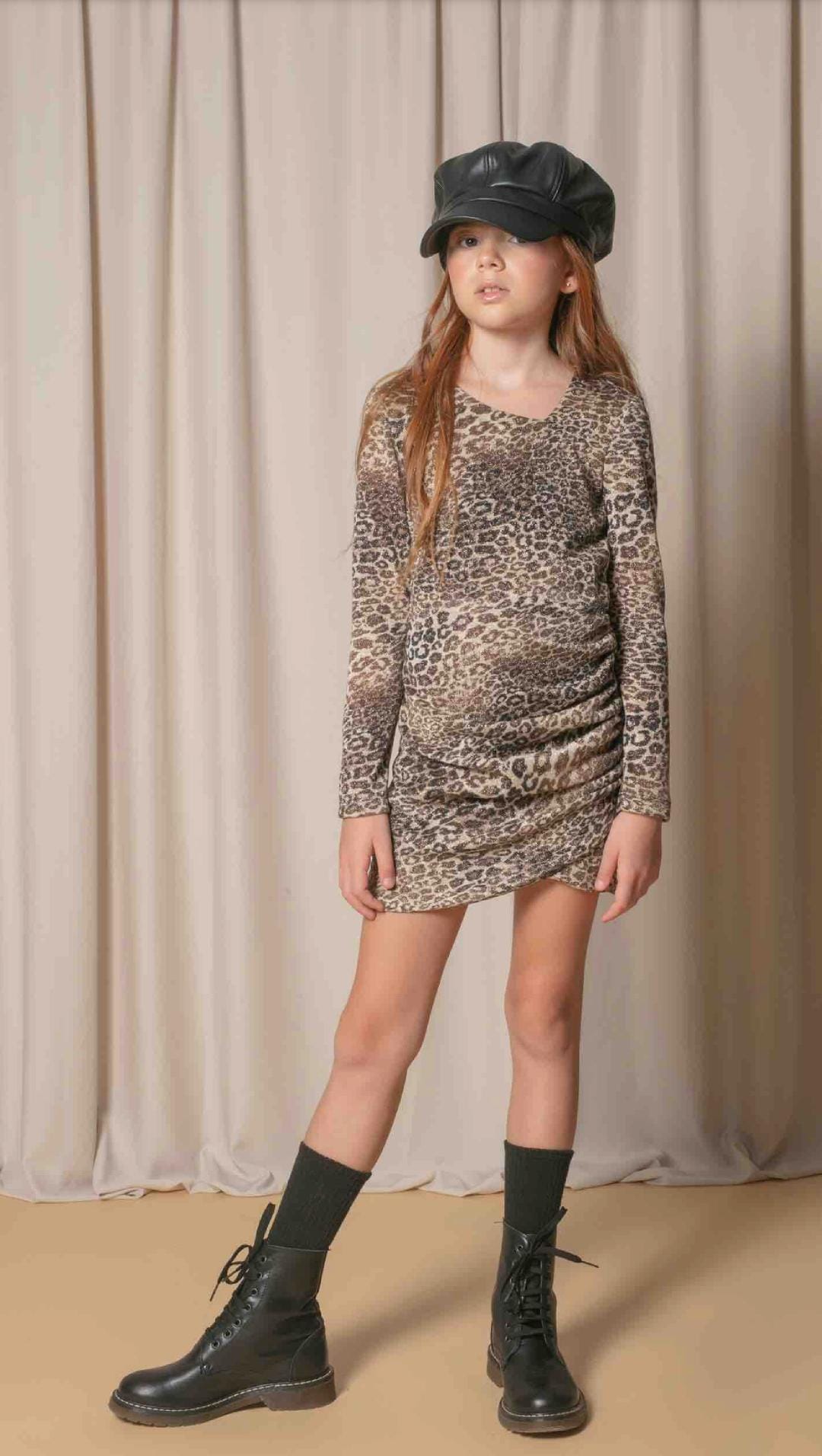 Naice Abito stampa animalier maniche lunghe ragazza