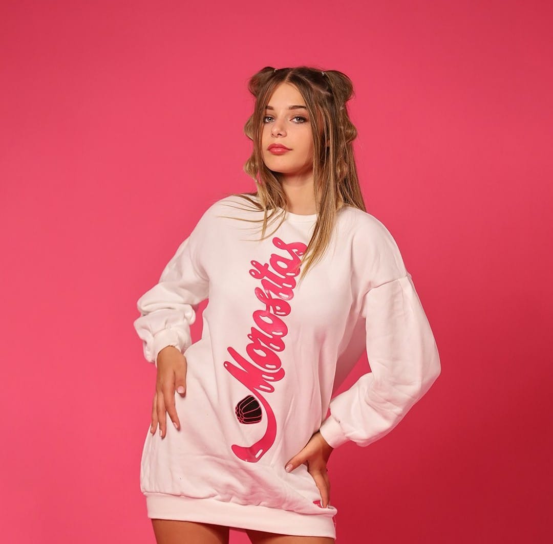 GLSR MOROSITAS capsule edition maxi pull in felpa con stampa a rilievo