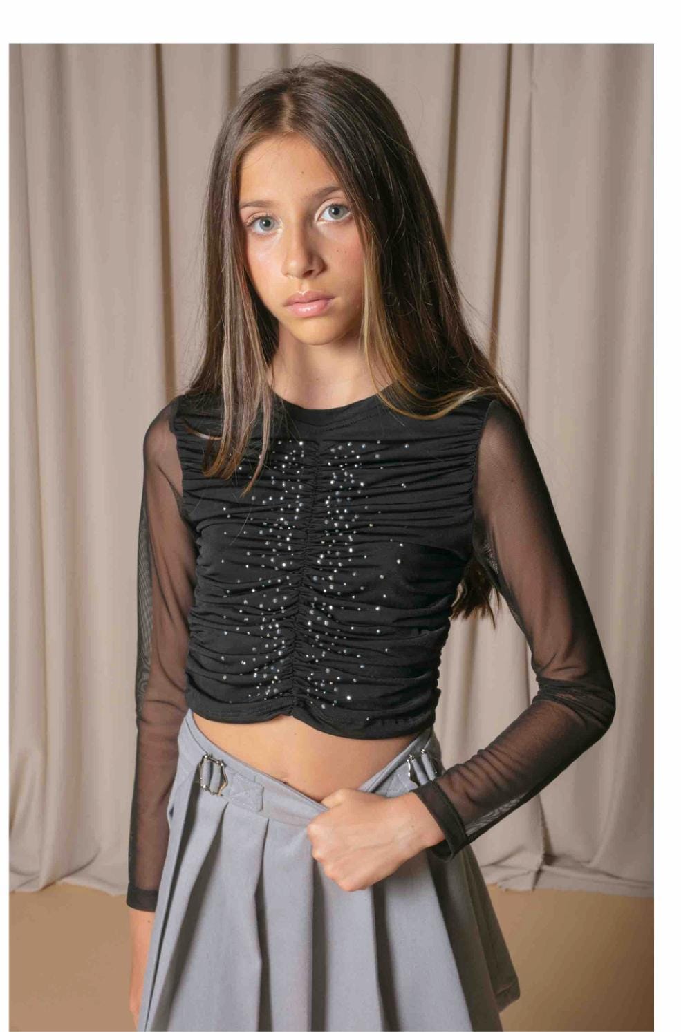Naice maglia cropped in lycra ragazza