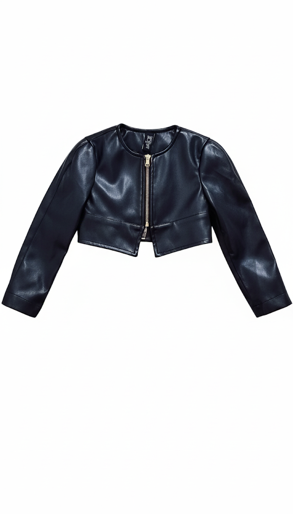 Naice giubbino in vilpelle nero mod.cropped con zip