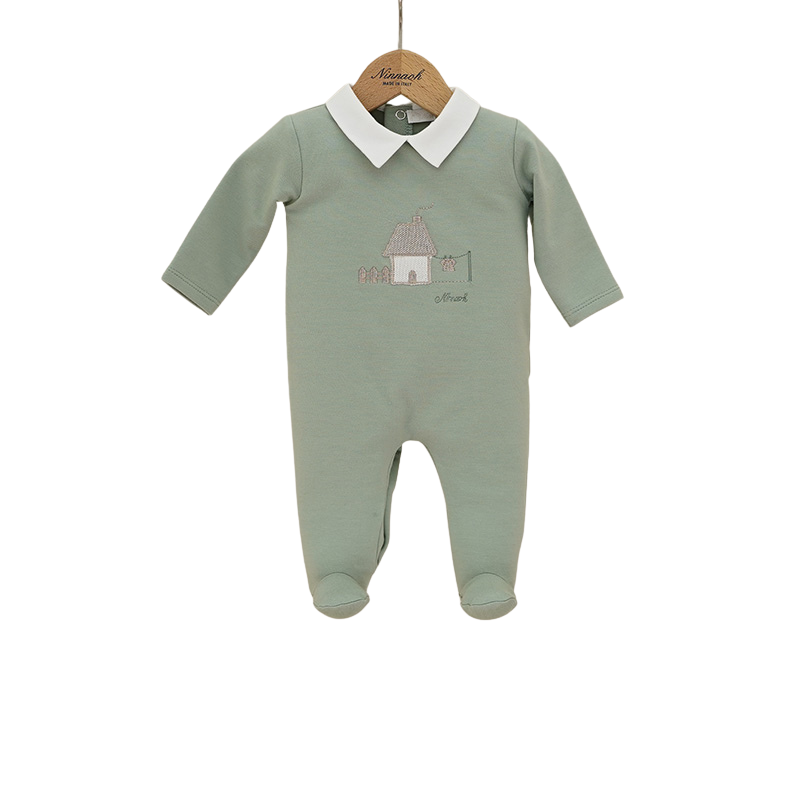 Tutina in ciniglia con colletto e casetta frontale neonato