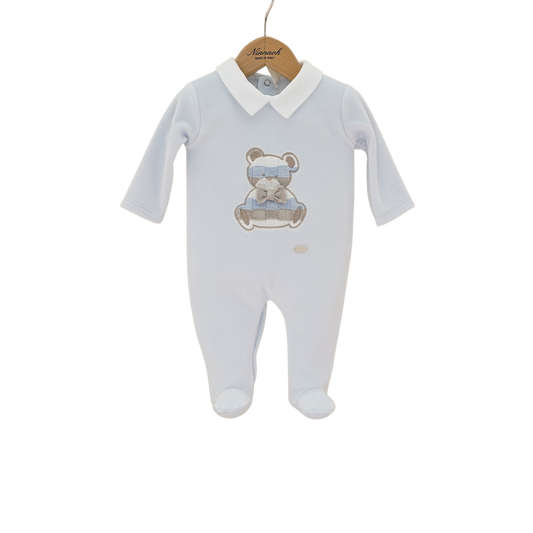 Tutina  con colletto e orsetto centrale neonato