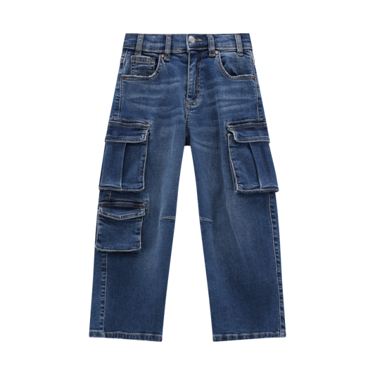 Pantalone denim cargo ragazza