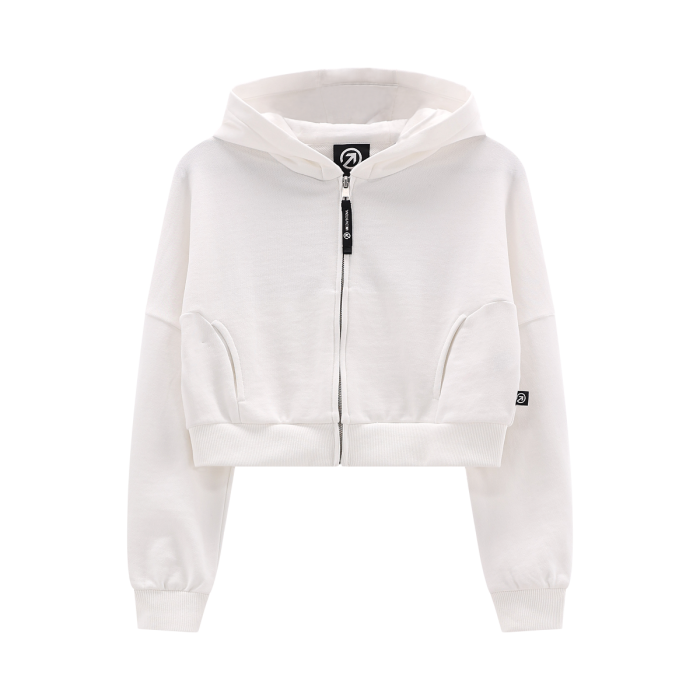 Felpa cropped full-zip con cappuccio ragazza