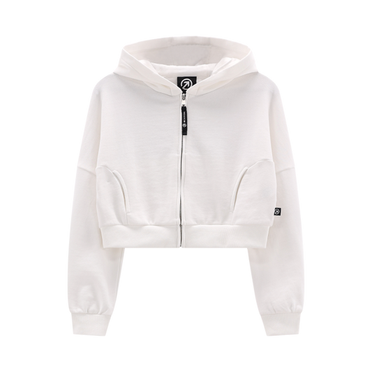 Felpa cropped full-zip con cappuccio ragazza