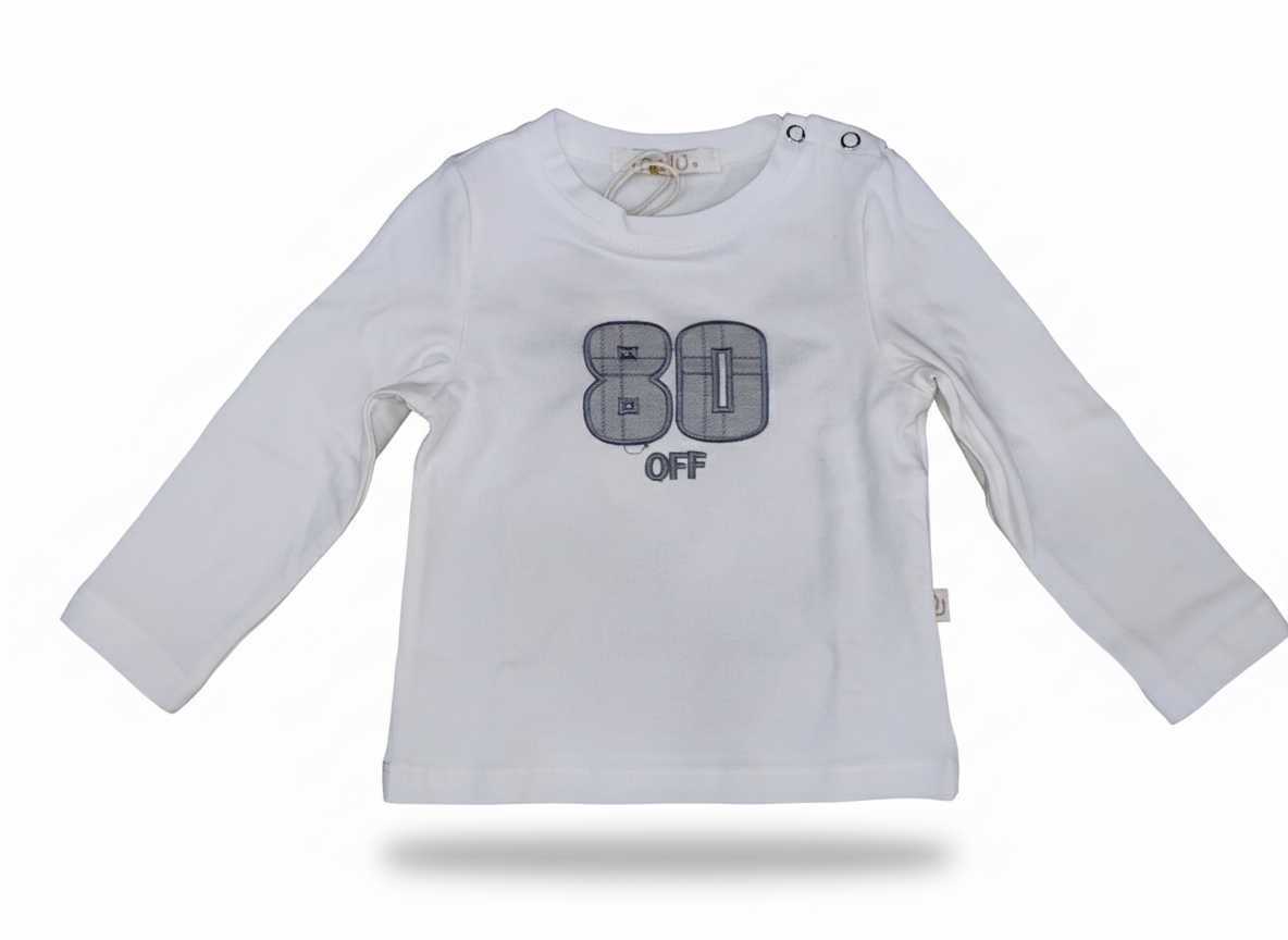 Nalú Maglia Girocollo Baby – Caldo Cotone Bianco con Immagine Ricamata sul Fronte