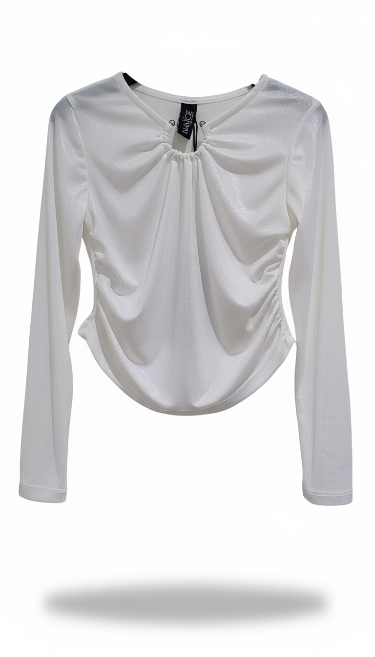 Naice maglia cropped in lycra effetto iridescente ragazza