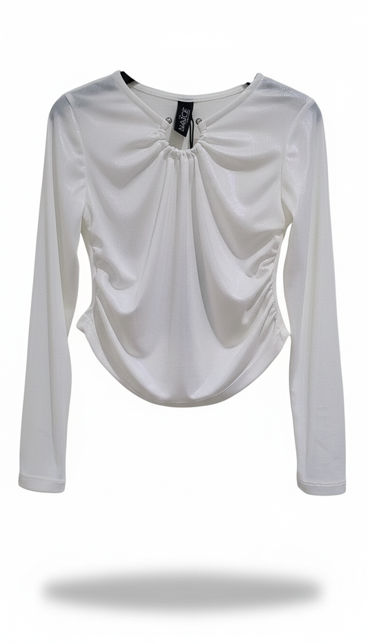 Naice maglia cropped in lycra effetto iridescente ragazza