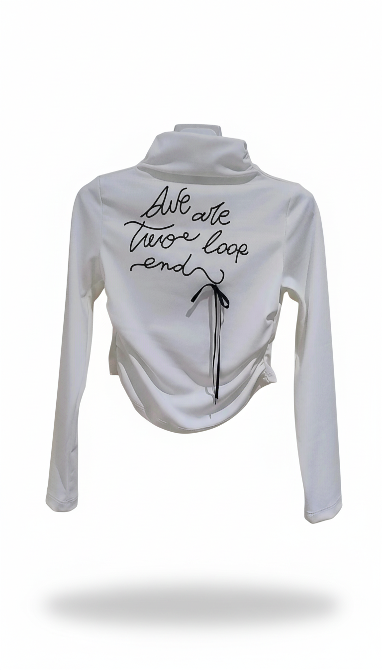 Akyta maglia cropped in lycra mezzo collo con drappeggi laterali ragazza