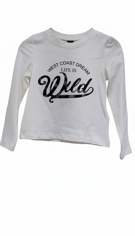 Naice maglia girocollo in cotone con dettaglio leopardato in velluto bambina