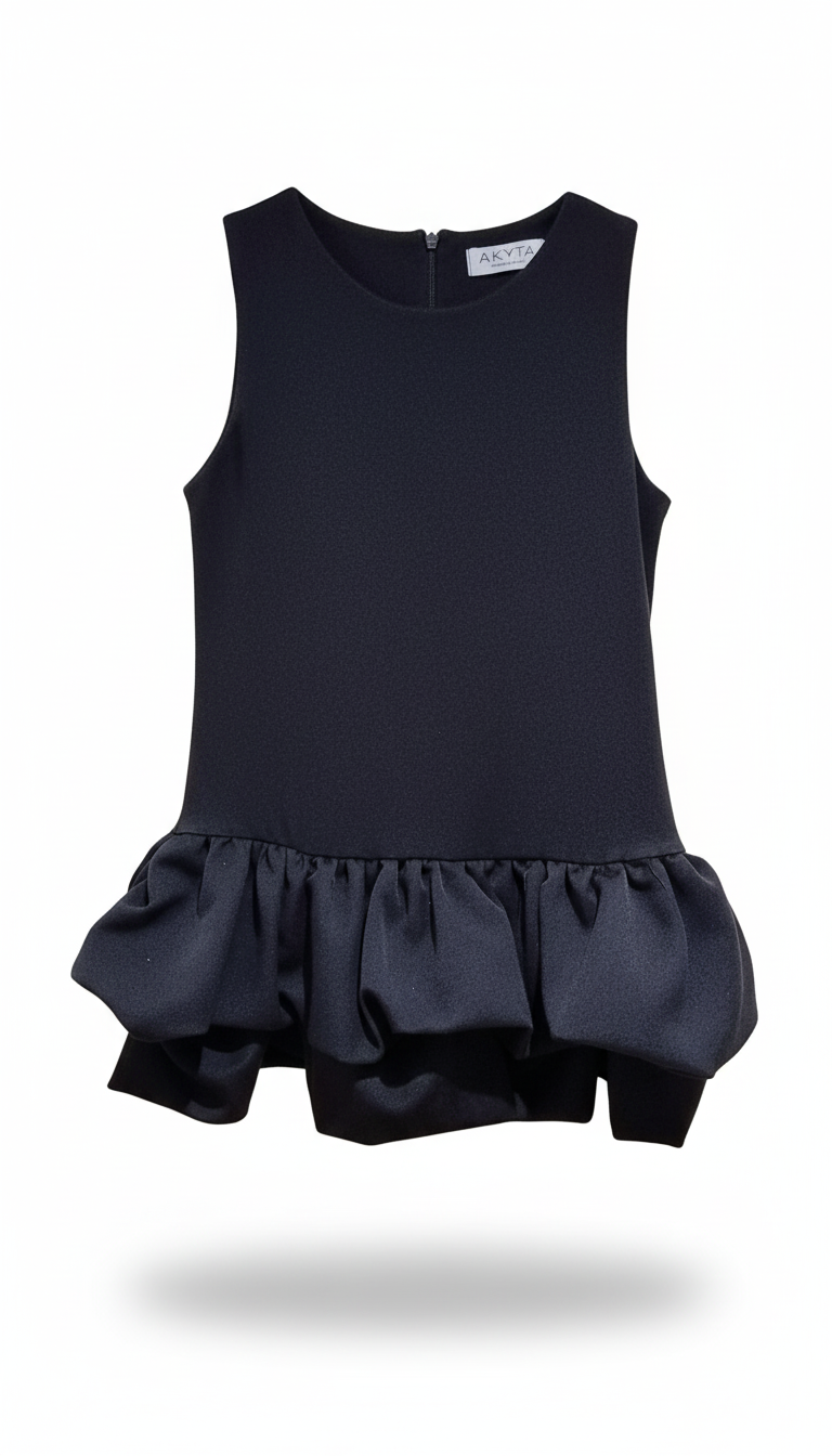 Akyta abito  a tubino con balze sul fondo, senza maniche con zip sul retro ragazza