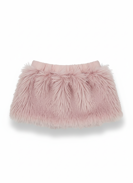 Nalú Gonna Baby Effetto Shaggy – Pelliccia Rosa Morbida con Vita Elasticizzata