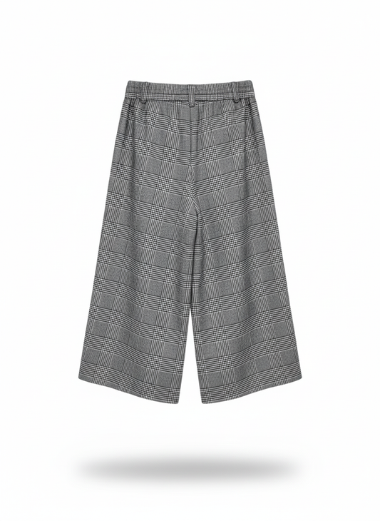 Akyta pantapalazzo modello a zampa larga pied -de-poule con elastico in vita ragazza