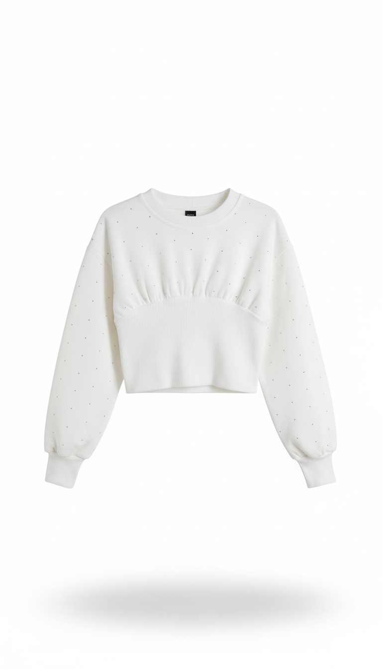 Naice felpa cropped con strass ragazza