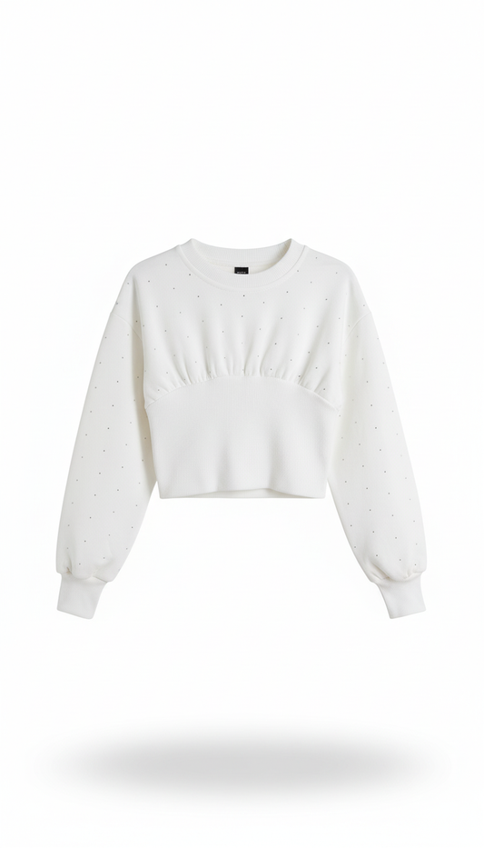 Naice felpa cropped con strass ragazza