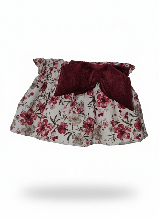 Nalú gonna con fiocco e tulle damascata neonata