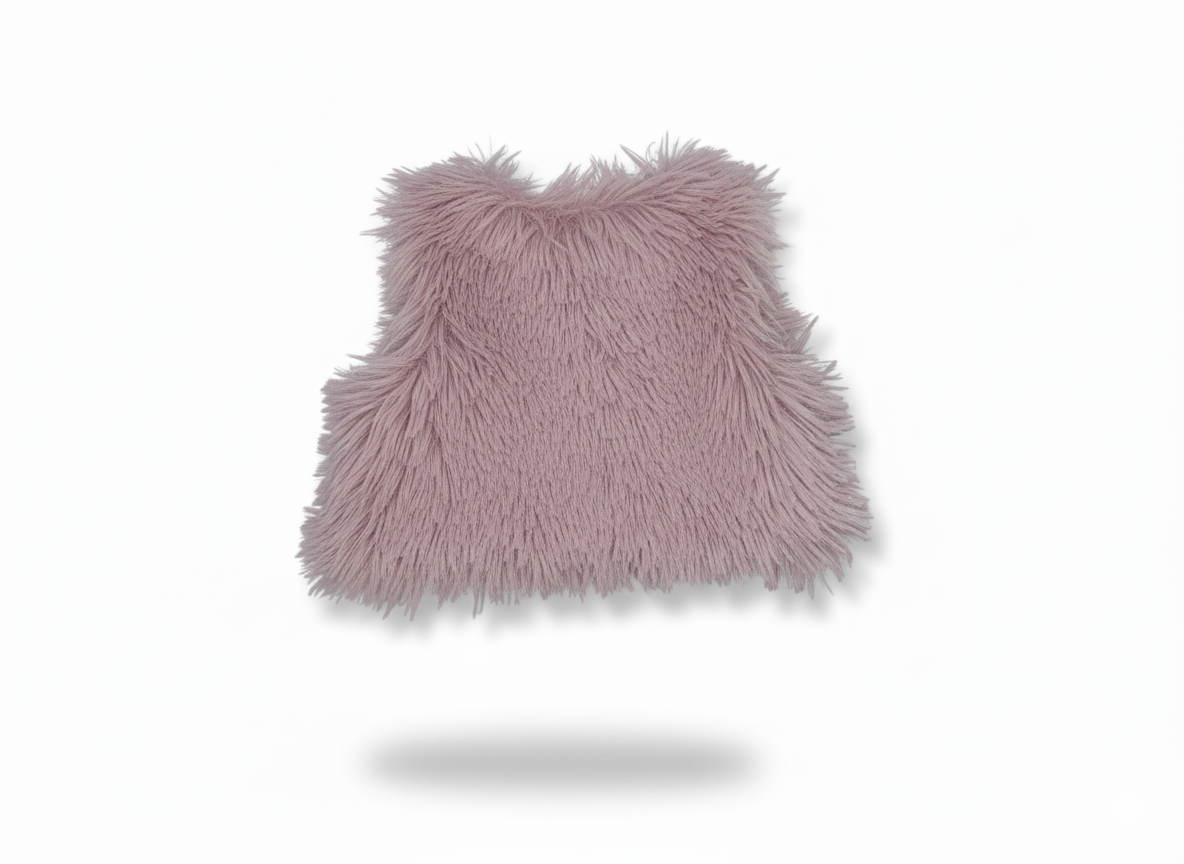 Nalú Gilet Baby Effetto Shaggy – Pelliccia Rosa con Laccetto in Raso e Fodera Interna Elegante
