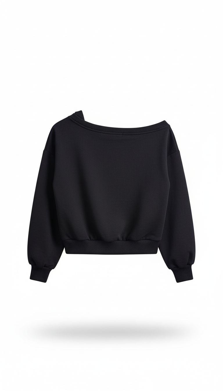 Akyta felpa modello cropped mono spalla con stampa sul fronte ragazza