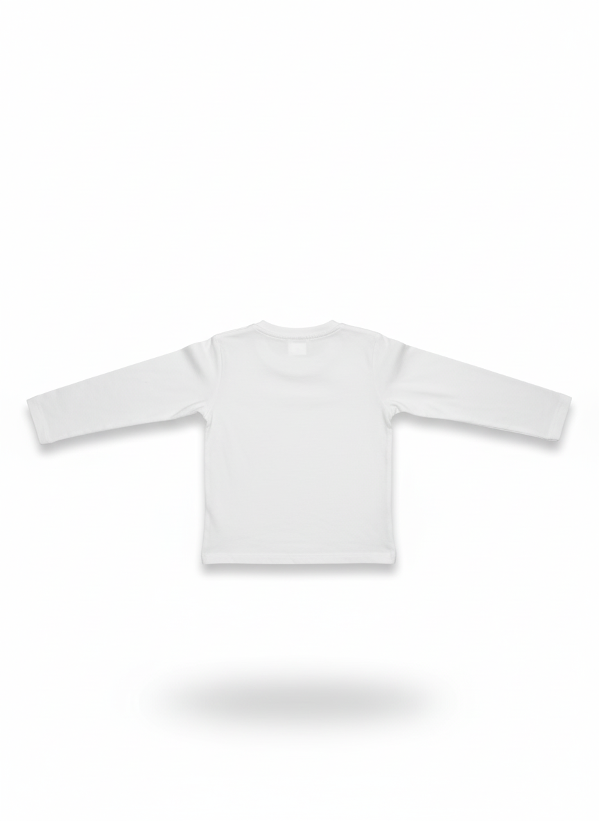 Naice Maglia Girocollo Bambina – Caldo Cotone Bianco con Stampa Orsetto Rock “Girl Rock!”