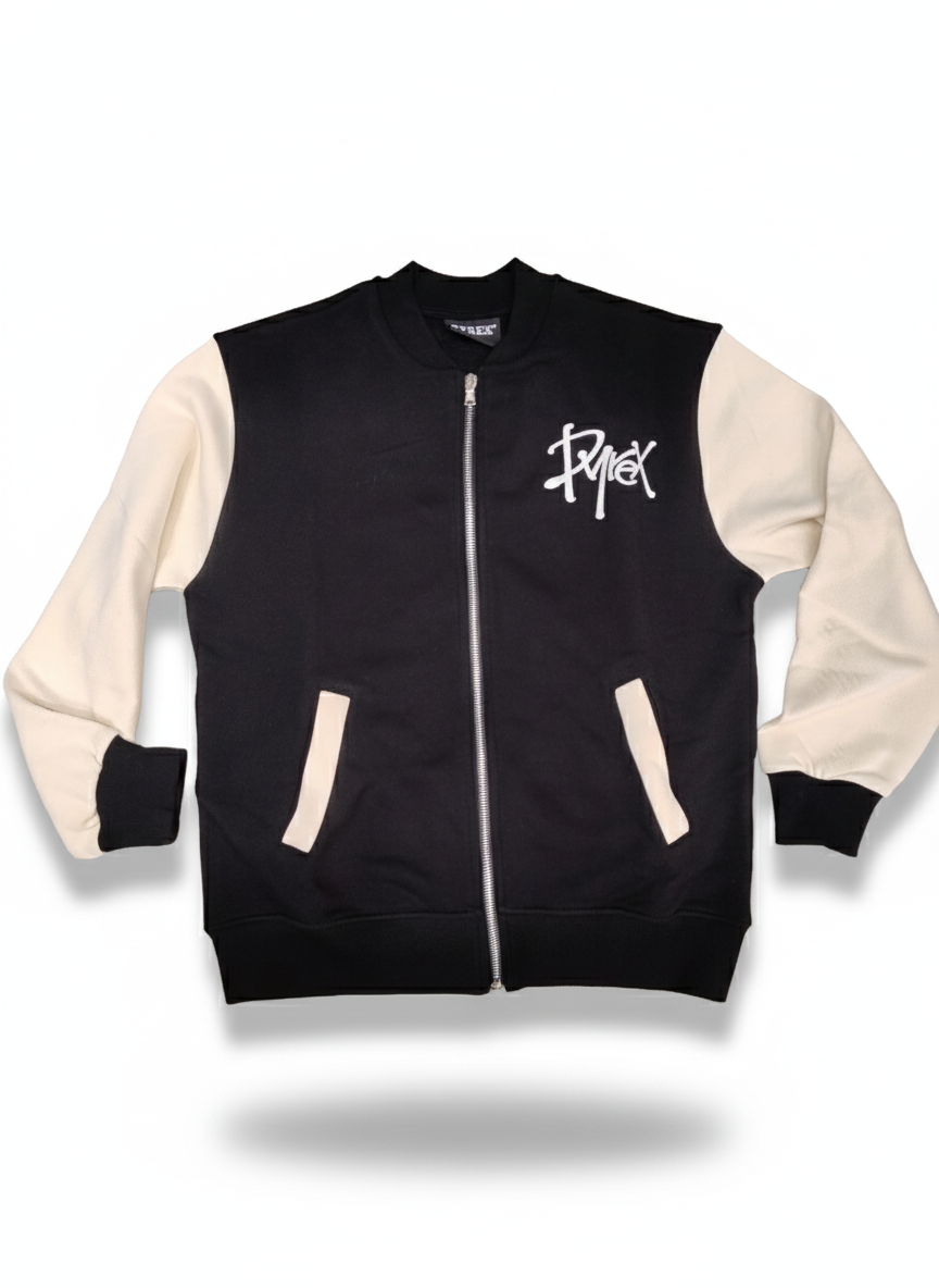 Felpa College PYREX Baby – Zip Frontale, Cotone Felpato Nero e Stampa sul Retro