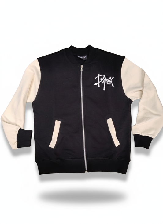 Felpa College PYREX Baby – Zip Frontale, Cotone Felpato Nero e Stampa sul Retro