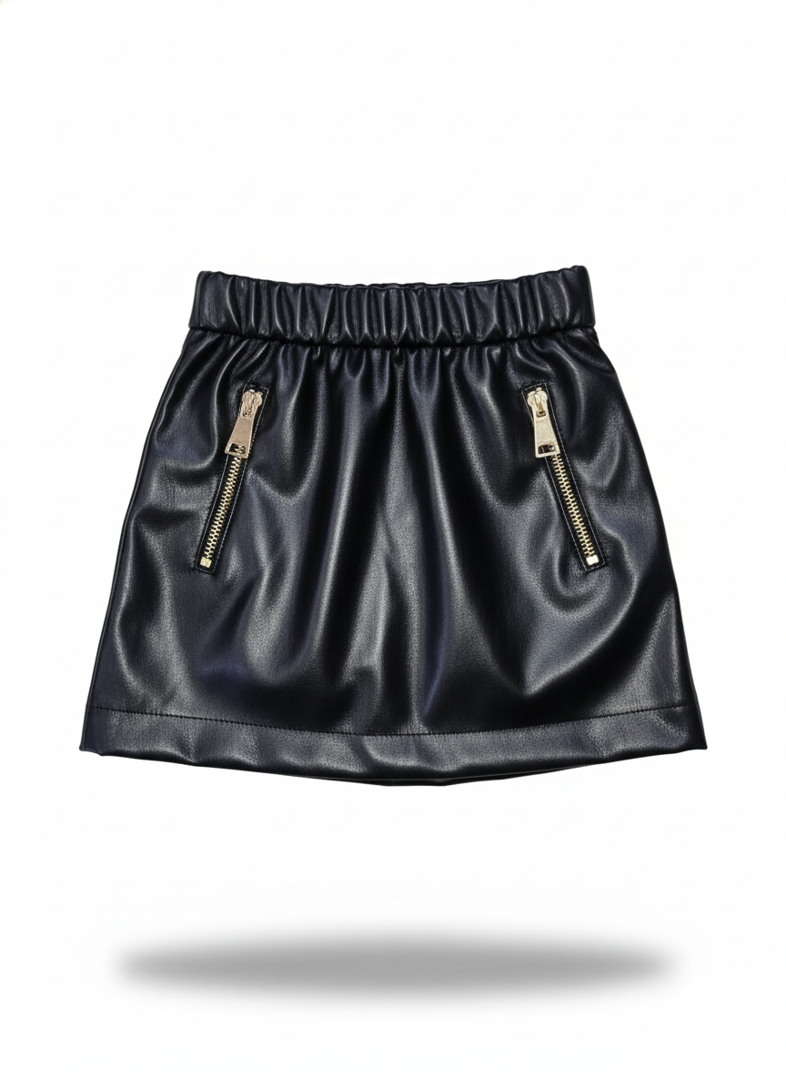 Naice Gonna Bambina in Vilpelle – Tasche Frontali, Zip Dorata e Tessuto Felpato