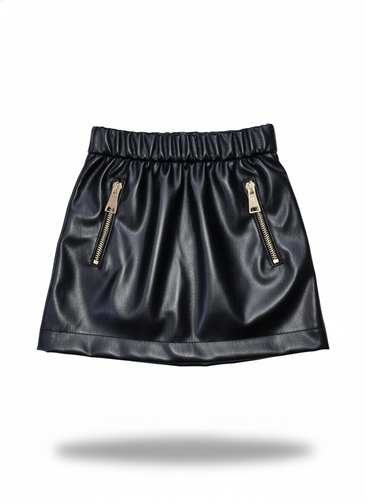 Naice Gonna Bambina in Vilpelle – Tasche Frontali, Zip Dorata e Tessuto Felpato