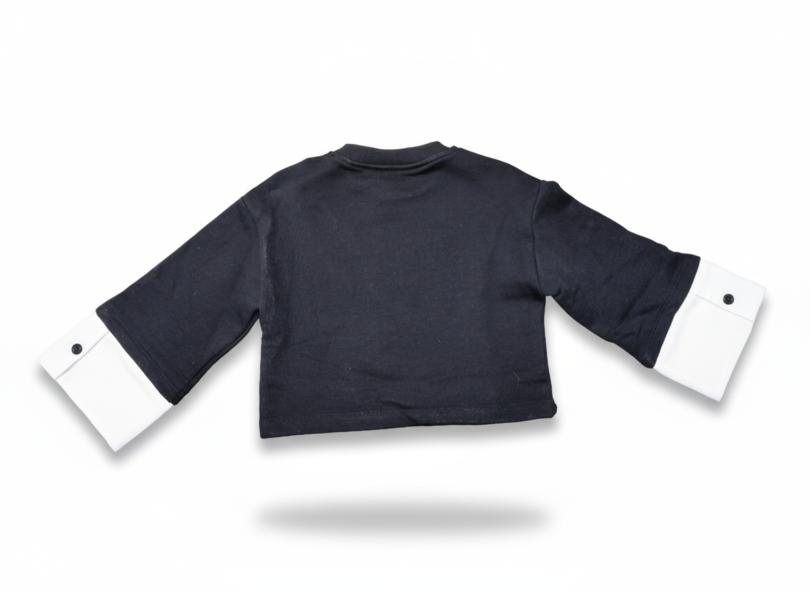 Naice Felpa Garzata Cropped – Stampa Frontale e Maniche Effetto Camicia, Vestibilità Over