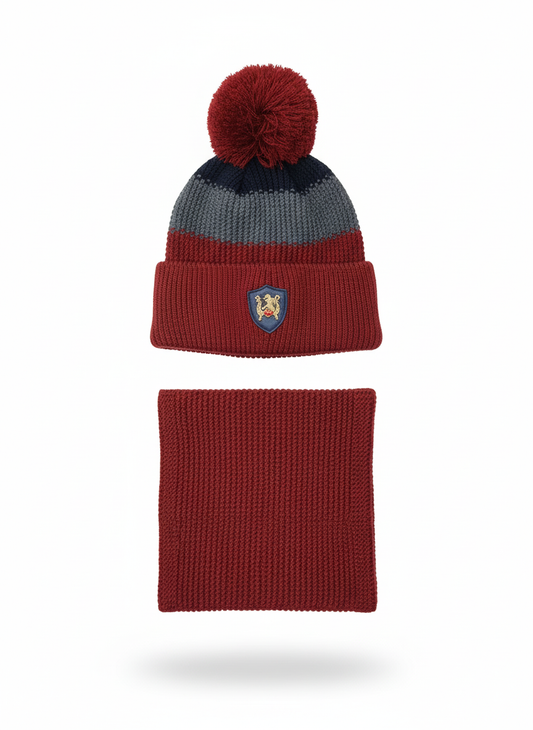 Jamiks Set Invernale Bambino – Cappello con Pon Pon e Collo Coordinato in Maglia Bicolore