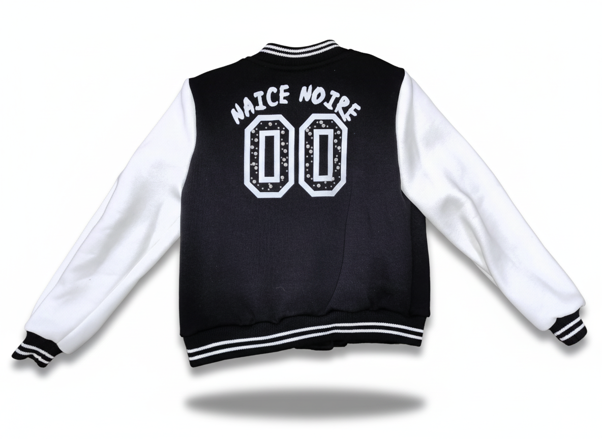 Naice Felpa College Bambina – Bottoni a Pressione e Stampa Glam con Perline sul Retro