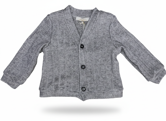 Nalú Cardigan Baby Neonato – Maglia Grigia con Scollo a V e 3 Bottoni