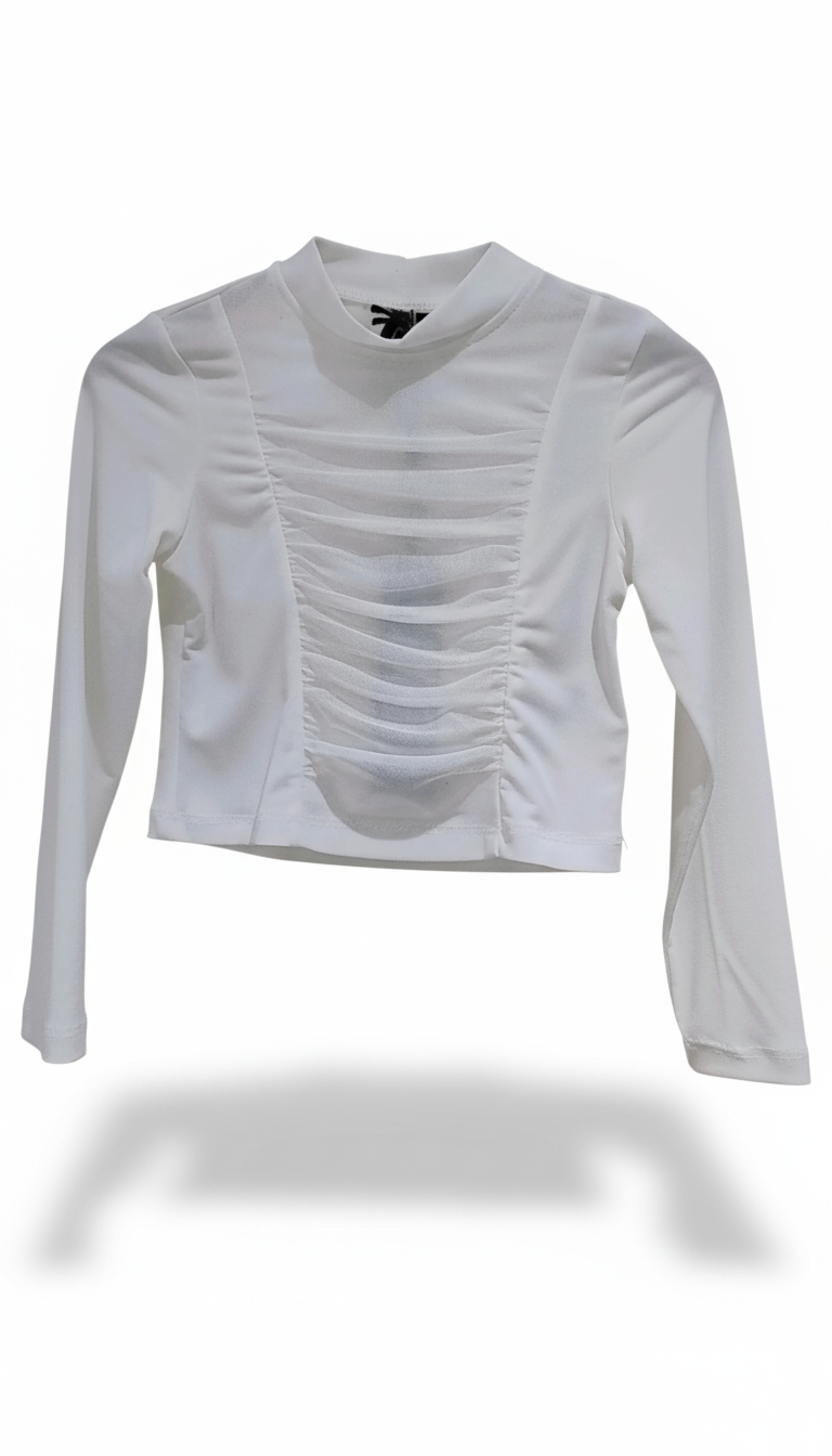 Naice maglia in lycra cropped con drappeggio bambina