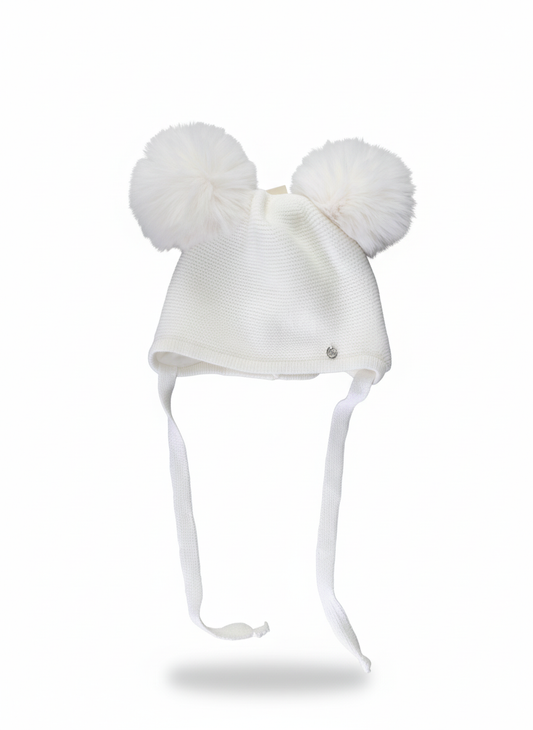 JJamiks Cappello Baby Unisex – Doppio Pon Pon, Paraorecchie e Laccetti con Fodera in Cotone