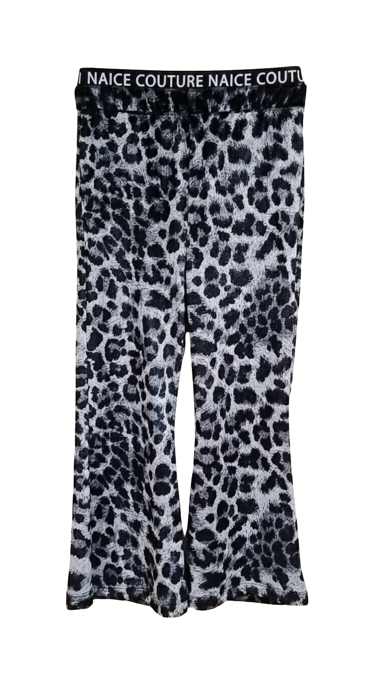 Naice pantaloni flare leopardati con fascia logo bambina