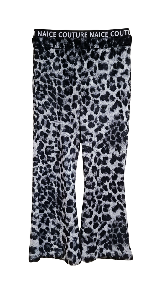 Naice pantaloni flare leopardati con fascia logo bambina